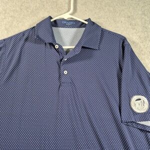 B DRADDY Polo Shirt Mens Large Blue Spotted Golf Nylon Patch